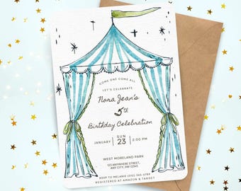 Hand-Drawn Circus Birthday Party Invitation | Carnival Kids Party (Digital Download)