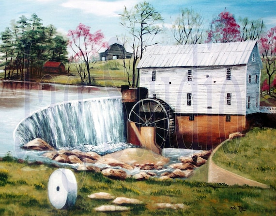 Folk Art Prints Spring Landscape Murray S Grist - Greens Mill Gifts And Home Decor
