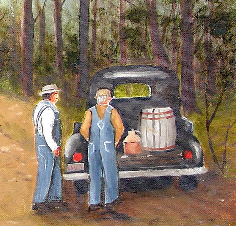 Moonshine Folk Art Prints North Carolina Liquor Still, Full Moon Night Paintings Arie Taylor, Country Art, Wall Art, Home Decor image 3