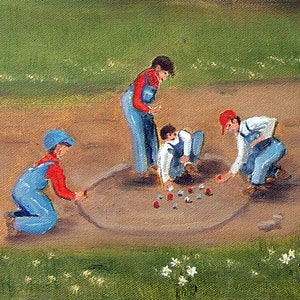 Boys Shooting Marbles Art Print, Americana Folk Art by Arie Taylor bild 2