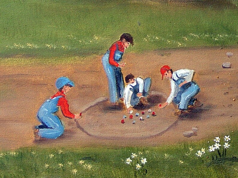 Boys Shooting Marbles Art Print, Americana Folk Art by Arie Taylor bild 2