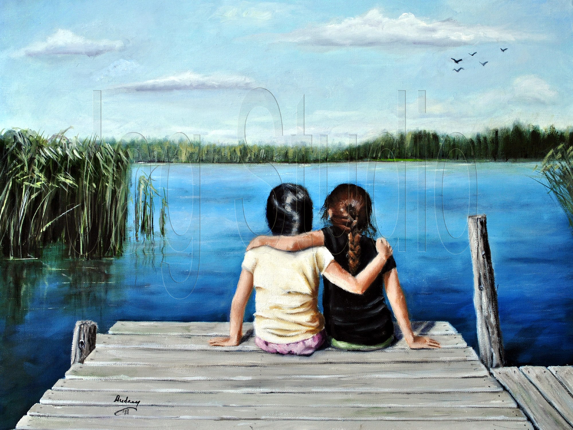 Best Friends Forever Oil Painting on Canvas by Audrey Gross
