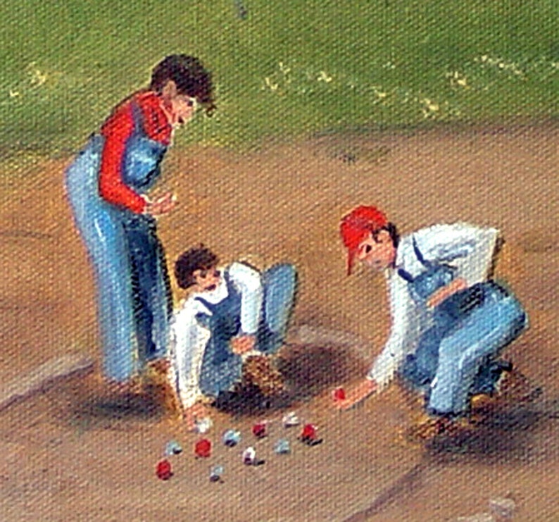 Boys Shooting Marbles Art Print, Americana Folk Art by Arie Taylor bild 9