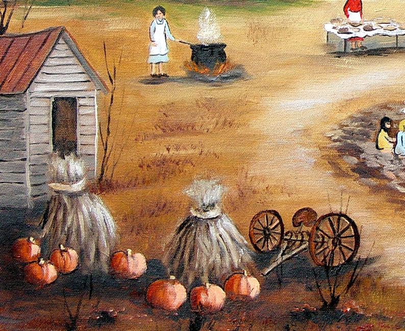 American Folk Art Prints Corn Shucking Country Folk Art Etsy