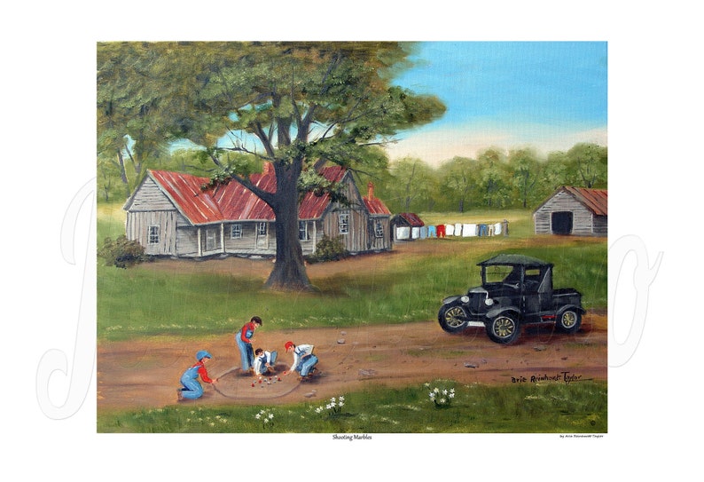 Boys Shooting Marbles Art Print, Americana Folk Art by Arie Taylor bild 10
