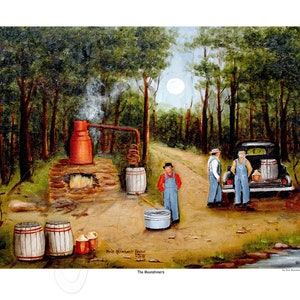 Moonshine Folk Art Prints North Carolina Liquor Still, Full Moon Night Paintings Arie Taylor, Country Art, Wall Art, Home Decor image 10