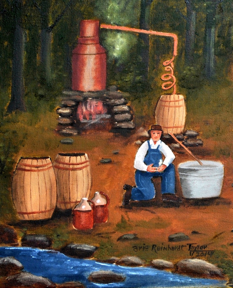 Popcorn Sutton Americana Folk Art Original Painting Prints Etsy