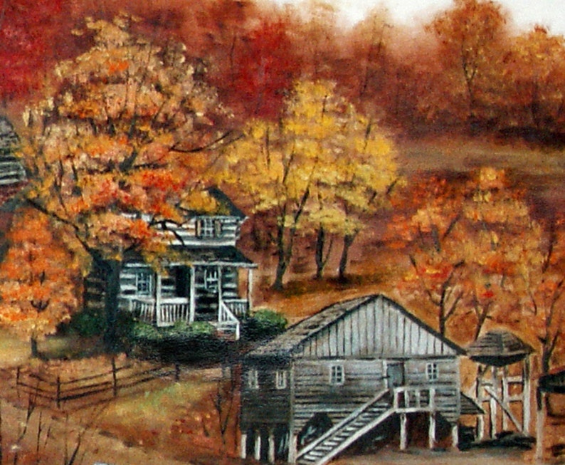 Fall Folk Art Original Print Hart Square Autumn North Carolina Etsy Denmark