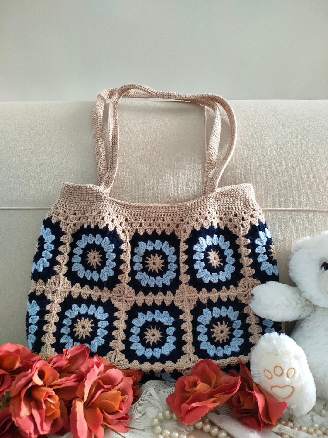 Crochet Handle Bag Crochet Bag Boho Bag Crochet Shoulder Bag