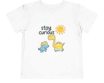 Camiseta de dinosaurio para niños pequeños "Mantente curioso"