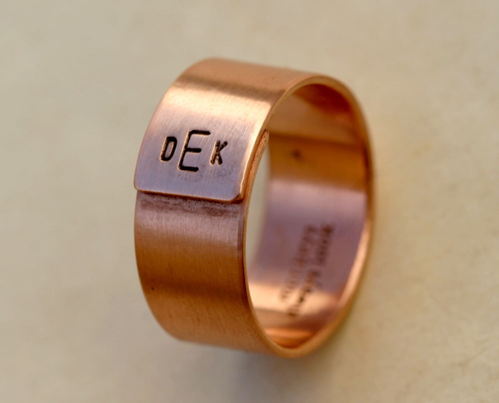 Mens Wedding Ring Copper Initials (E0217) - Etsy
