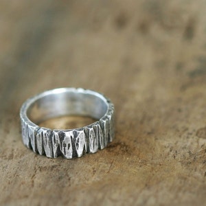 Sterling Silver Tree Bark Band Ring E0261 image 2