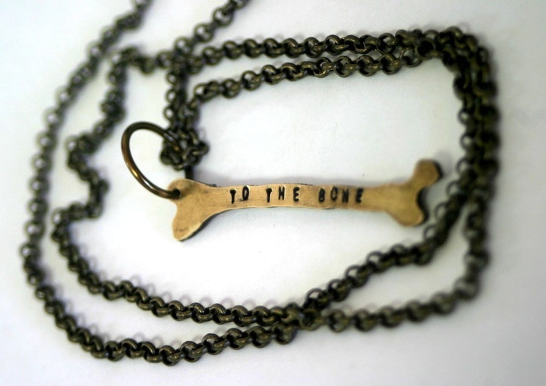 Brass Femur Bone Necklace for Halloween Personalized E0311 image 2