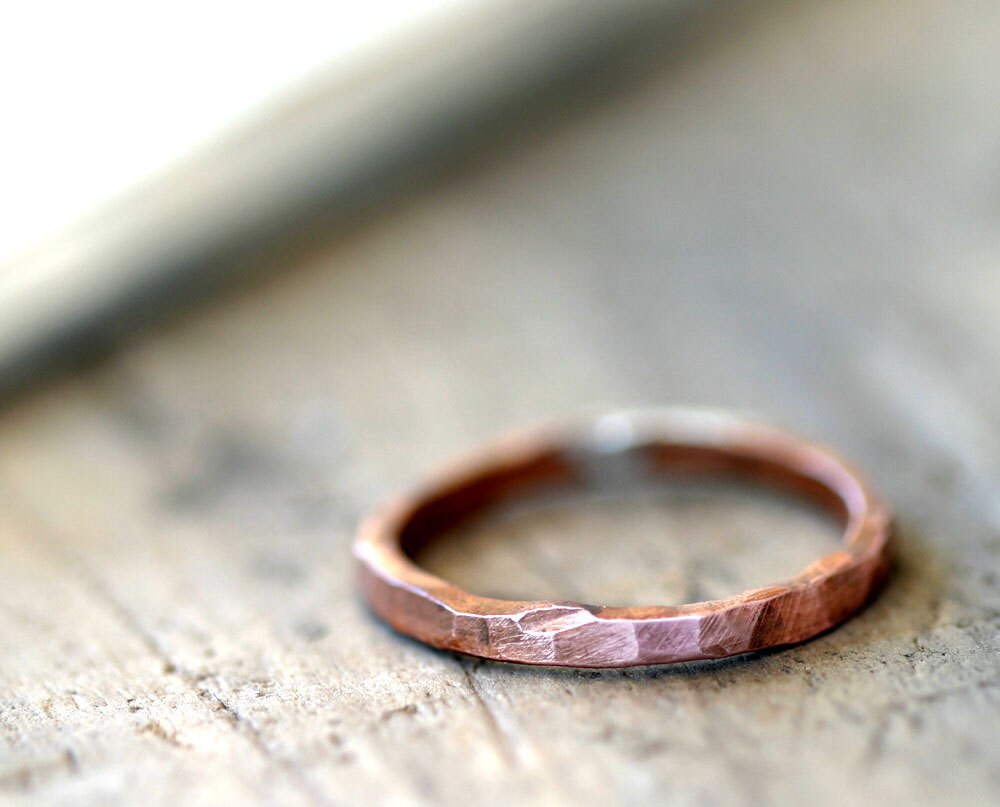 Simple Hammered Copper Ring Organic Shaped Stackable Ring Etsy
