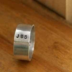 Personalized Initials Sterling Silver Band Ring Mens E0235 image 3