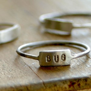 Custom Hand Stamped Silver Name Ring E0185 image 1