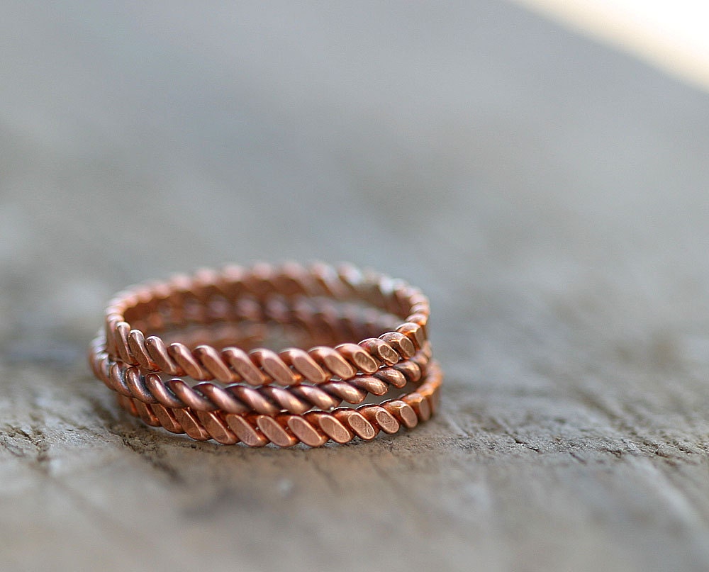 Hammered Copper Twisted Wire Ring E0286 - Etsy