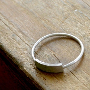 Modern silver rectangle ring E0221 image 4