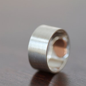 Mens wedding ring copper secret heart (E0336)