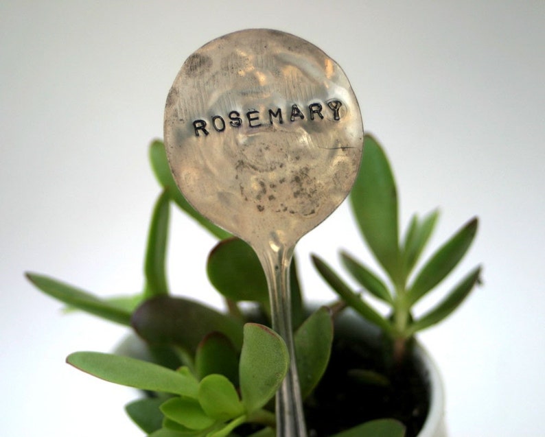 Rosemary Vintage Silverware Garden Marker Plant Stake E0246 image 1