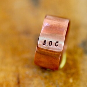 Copper Ring Mens or Womens Monogram Band E0181 image 3