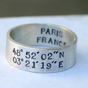 Latitude and Longitude Ring E0206 // gifts for him // gifts for her// wedding ring // anniversary gifts image 5