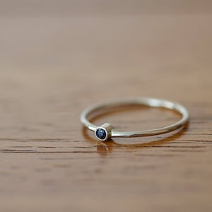 14k White Gold Band Set with Round Blue Sapphire (E0599)