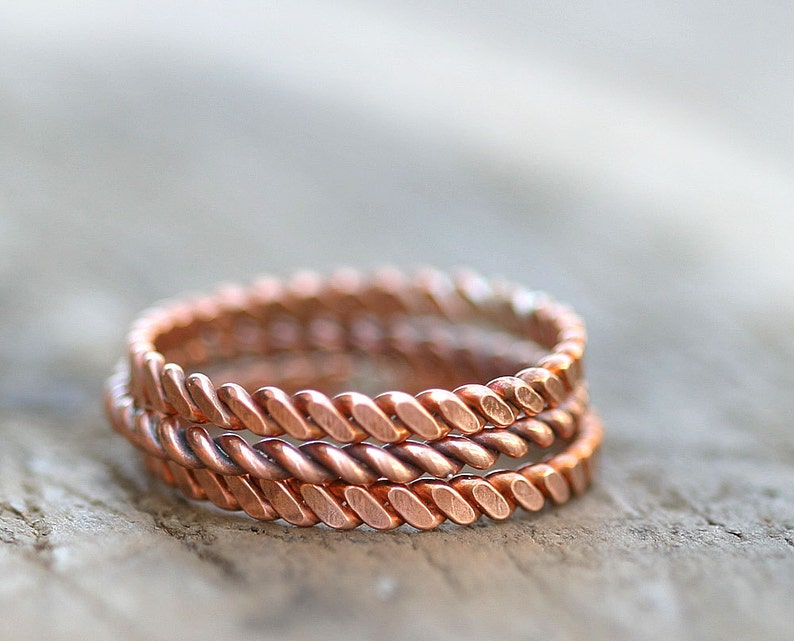 Twisted copper stacking rings E0266 image 1