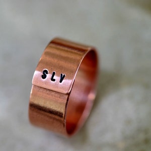 Copper Ring Mens or Womens Monogram Band E0181 image 1