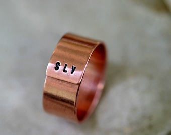 Copper Ring Mens or Womens Monogram Band (E0181)