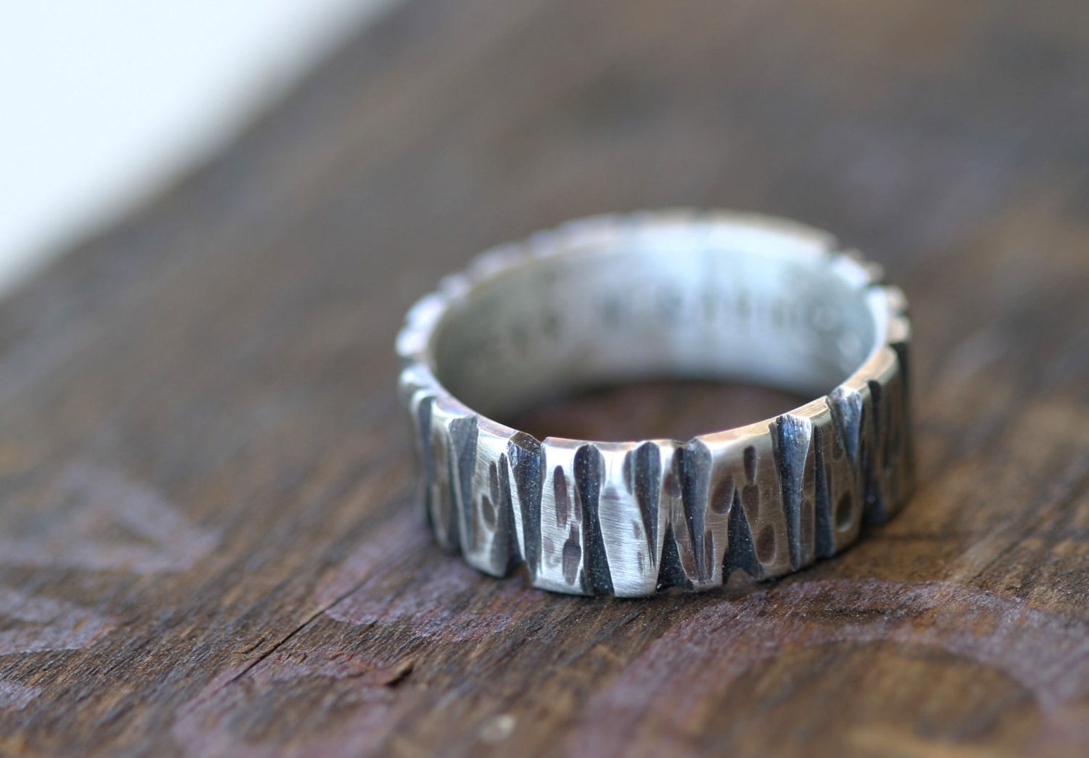 Men's Tree Bark Wedding Ring 14k Gold (E0301) - Etsy