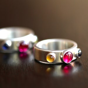 Personalized Three Birthstone Ring E0346 image 1