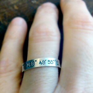 Wedding Ring Set Latitude and Longitude Rings E0278 image 5