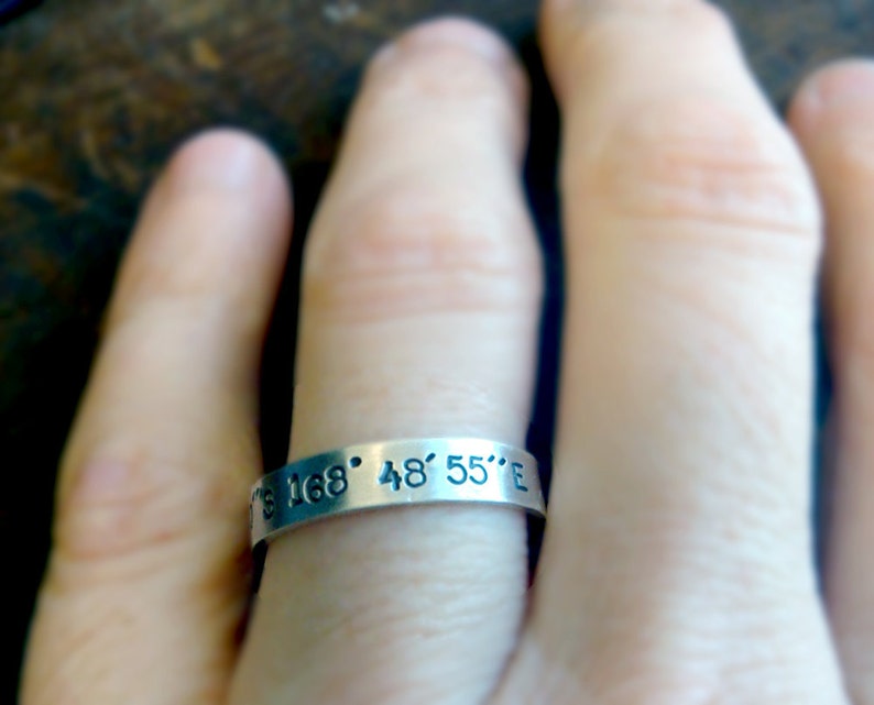 Wedding Ring Set Latitude and Longitude Rings E0278 image 5