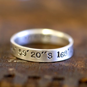 Wedding Ring Set Latitude and Longitude Rings E0278 image 2