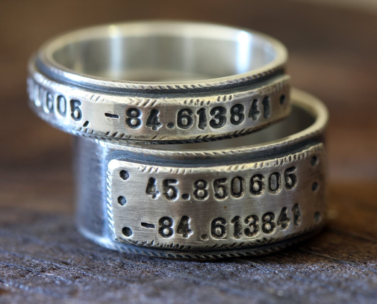 Wedding Ring Set Personalized Wedding Bands E0280 Etsy