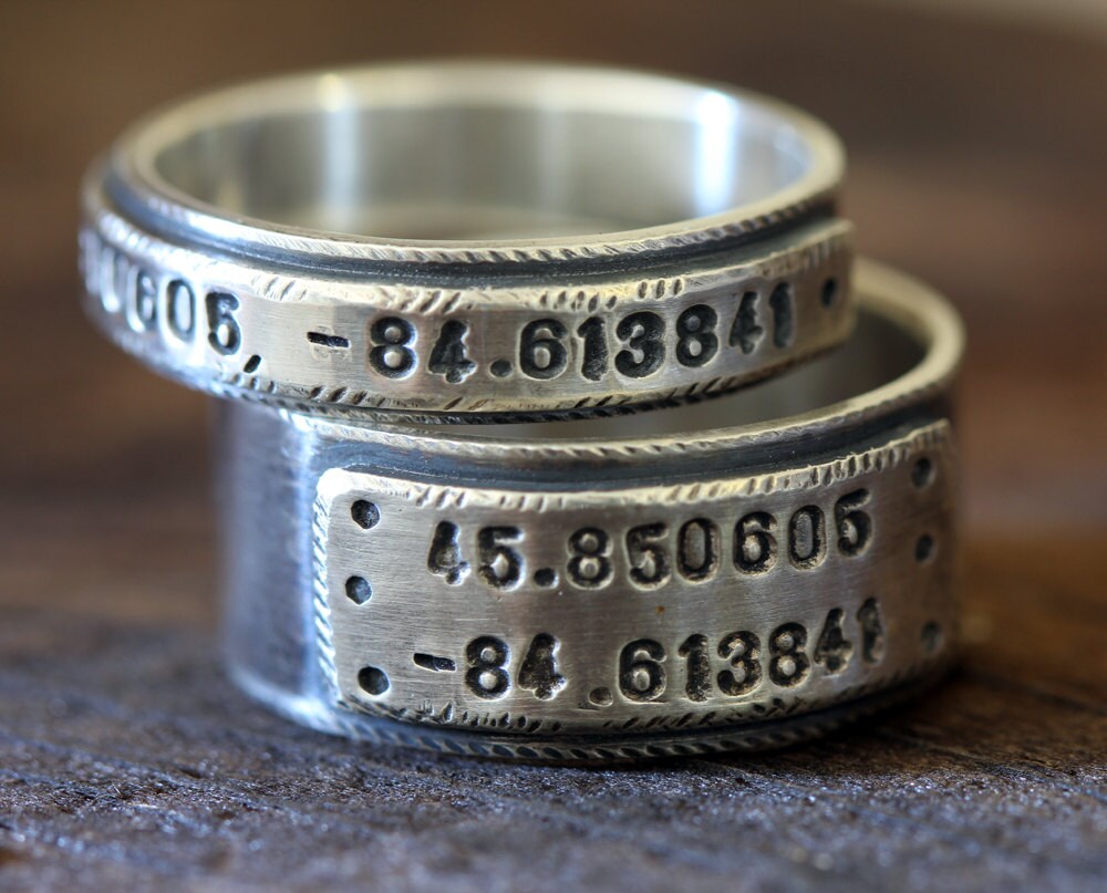 Wedding Ring Set Personalized Wedding Bands E0280 Etsy