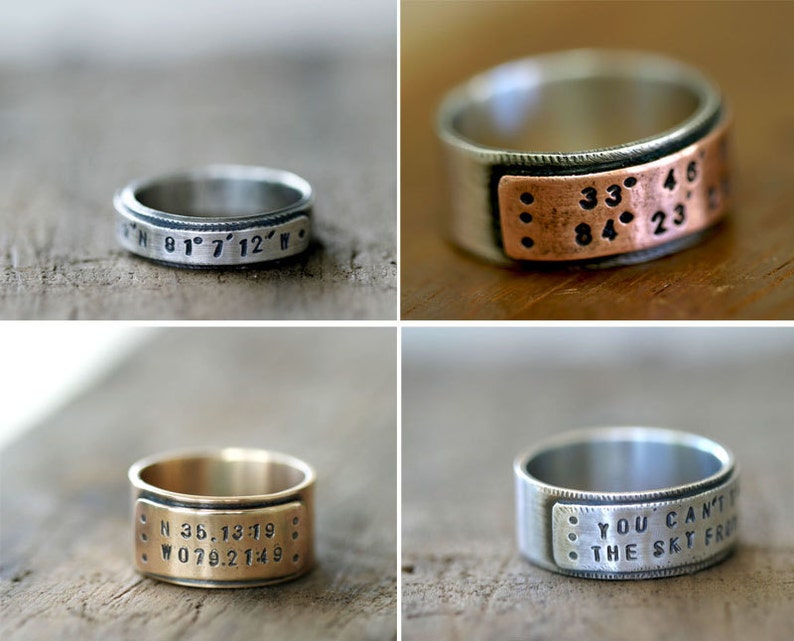 Latitude Longitude Copper Band Ring E0207 image 4