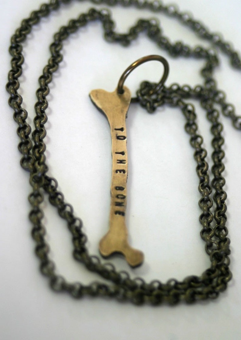 Brass Femur Bone Necklace for Halloween Personalized E0311 image 3