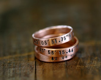小物 subculture ring Personalized Rings Copper Bands (E0239) - Etsy