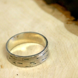 Birch Tree Bark Silver Band Ring E0174 image 5