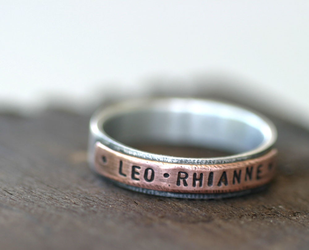 Copper and Sterling Silver Personalized Mixed Metal Ring E0180 - Etsy Copper and Sterling Silver Personalized Mixed Metal Ring E0180 - Etsy