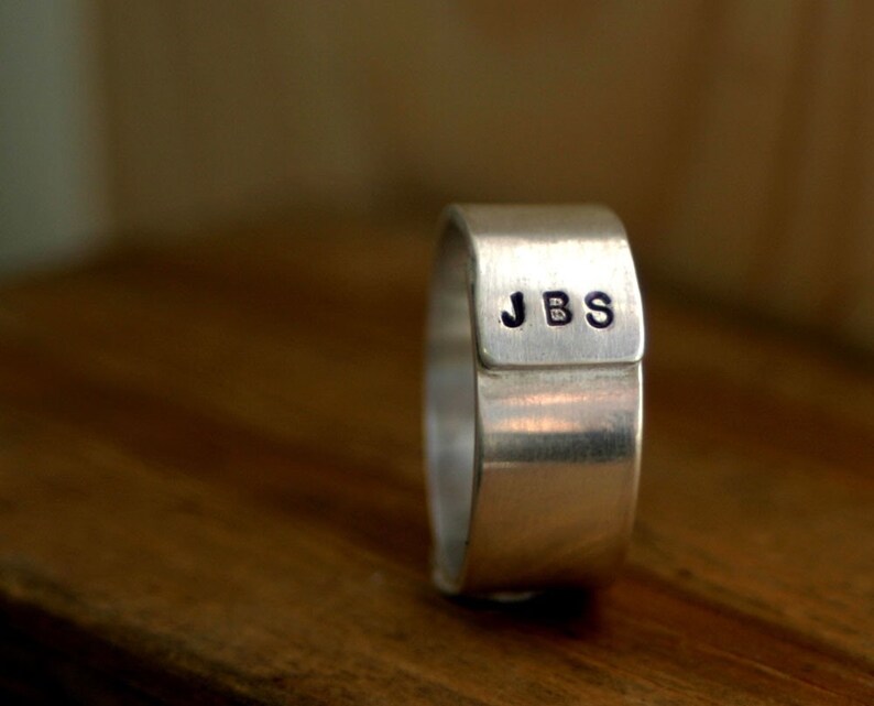 Personalized Initials Sterling Silver Band Ring Mens E0235 image 4