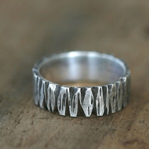 Sterling Silver Tree Bark Band Ring E0261 image 3