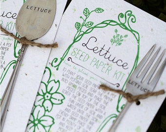 Lettuce Plantable Seed Paper with Silverware Garden Marker (E0360)