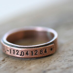 Latitude Longitude Copper Band Ring E0207 image 5