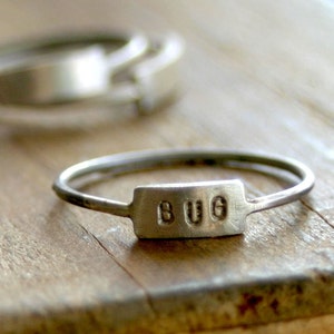 Custom Hand Stamped Silver Name Ring E0185 image 2