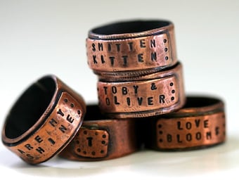 Wide Copper Band Ring Personalized (E0281)