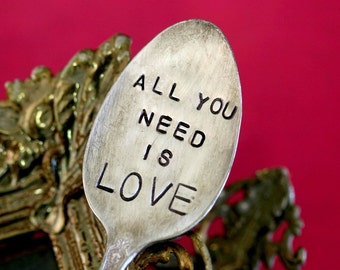 All You Need Is Love Vintage Silverware Marker Upcycled Recycled Plant Stake (E0169)