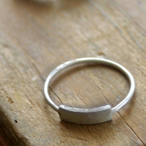 Modern silver rectangle ring E0221 image 3